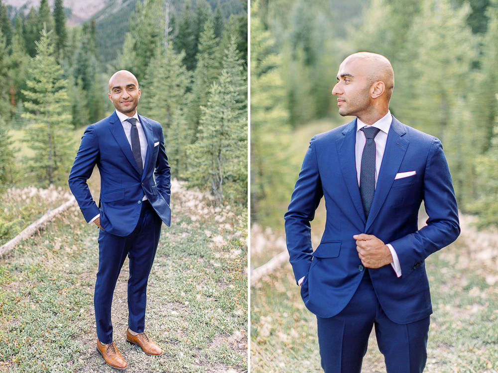 Calgary wedding photography Banff wedding photoshoot groom portraits