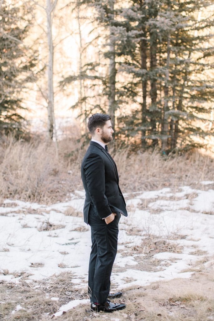 Calgary wedding photography-Silvertip New years eve wedding canmore first look