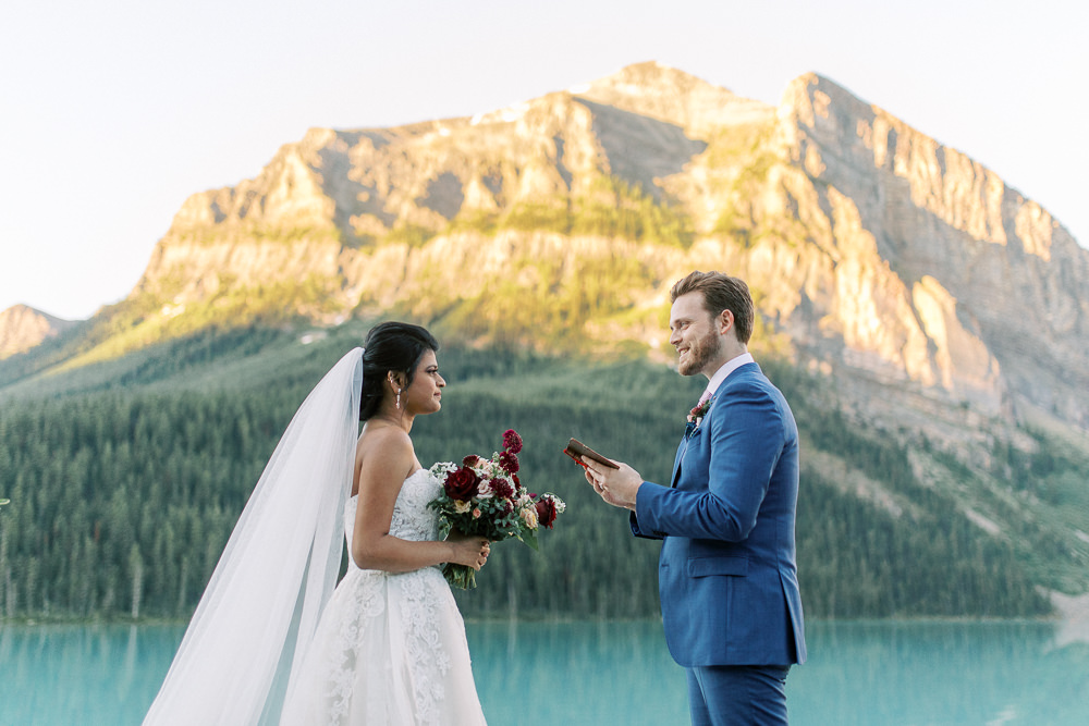 Banff wedding photography Lake Louise sunrise ceremony