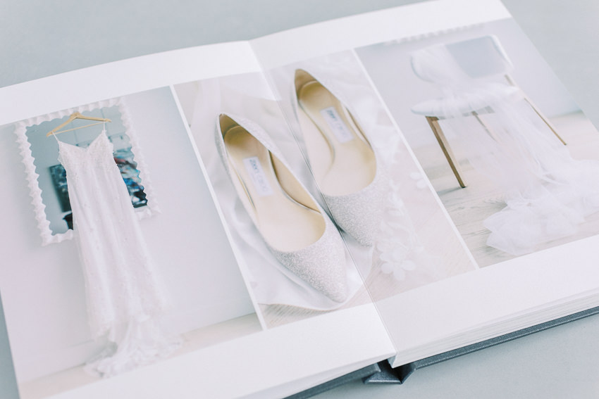 Detail photo of Dekora wedding book showing bridal details during a Calgary wedding