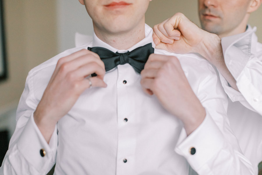 Banff wedding photography groom bow tie