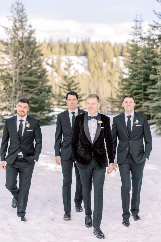 Banff wedding photography bridal party groomsmen