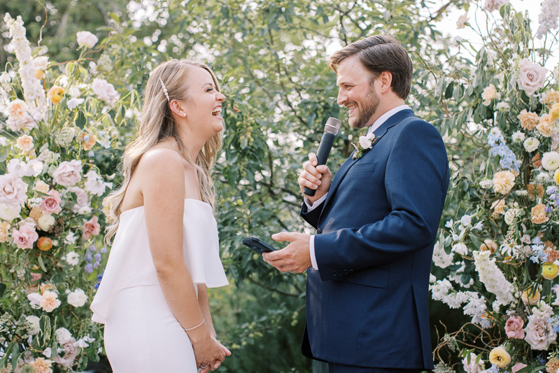 bride and groom during wedding ceremony at the Deane House in Calgary Alberta