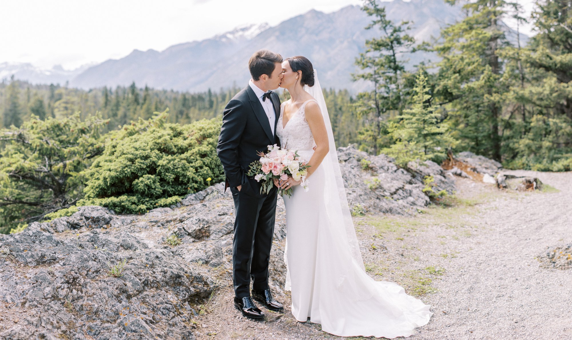 Fairmont Banff Springs Wedding Photographer couple at surprise corner
