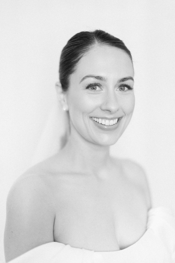 black and white portrait of bride at the Calgary Fairmont Palliser Hotel