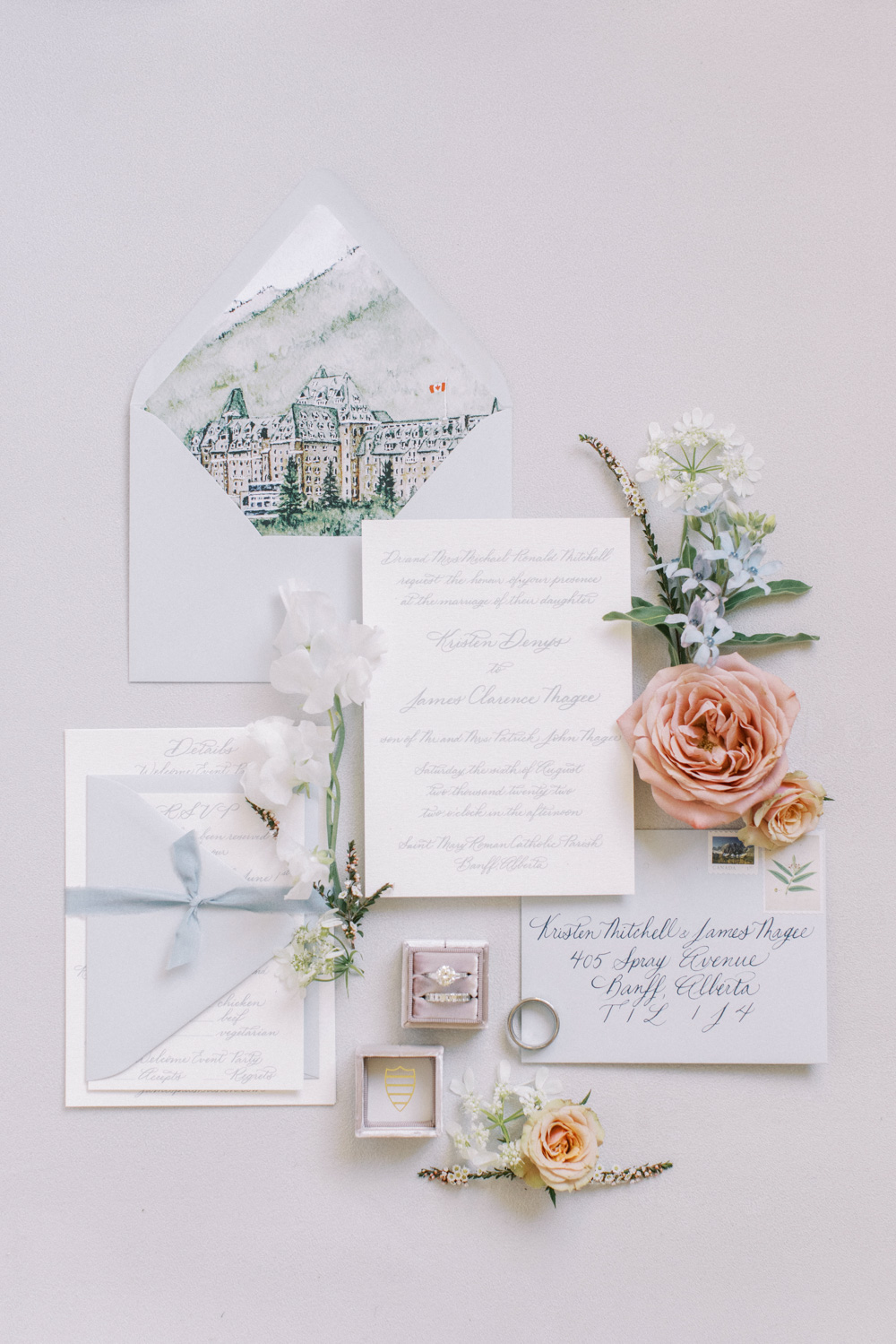 stationary flat lay detail photo photographed for Calgary wedding planner Julianne Young Weddings